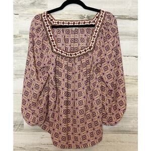 Max Studio women's M lightweight long sleeve square neck boho blouse new
